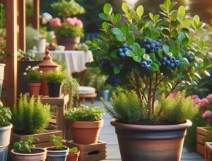 Blueberries pot garden