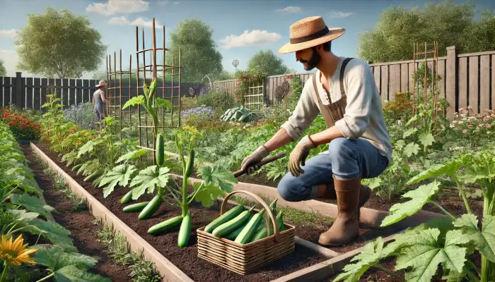 Harvesting Courgettes