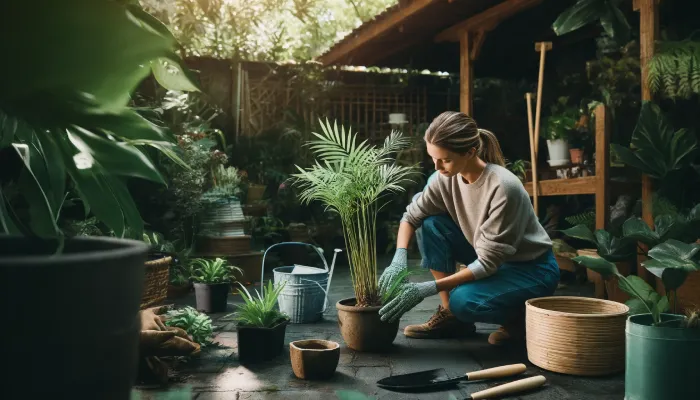 Repotting Bamboo Palms